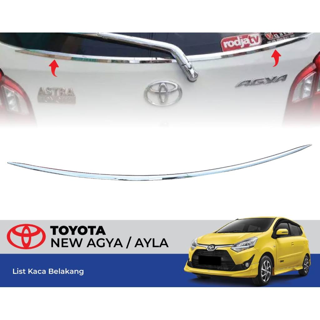 Lis list kaca pintu belakang chrome mobil Agya Ayla 2012-2021