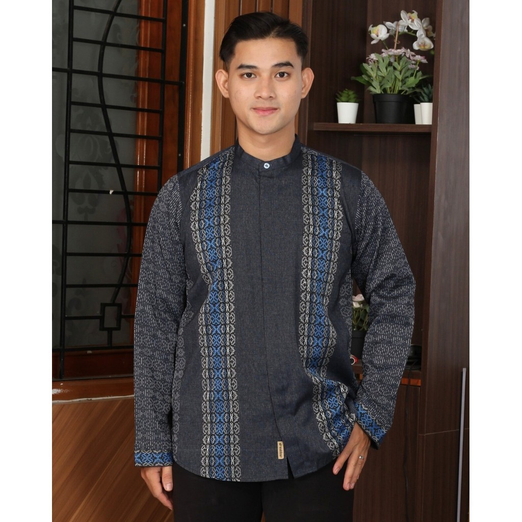 Al Bukhori X Al Zabbar - Kemeja Baju Koko Songket Ikram AL 20 MST Premium Pria Dewasa Bordir Lengan 