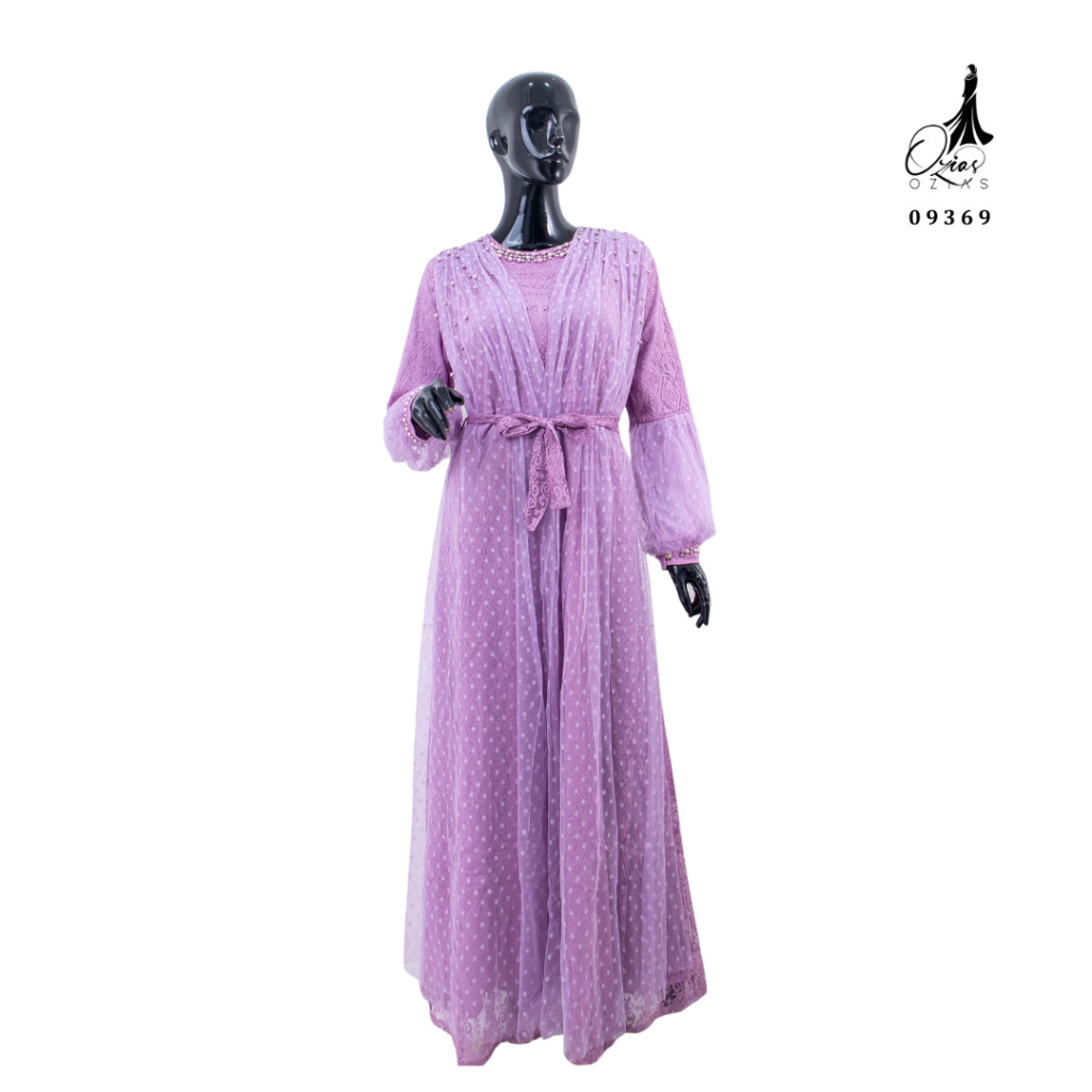 Ozias - Gamis Brokat 09369 LD 105 I Gamis Tangan Balon I Gamis Formal