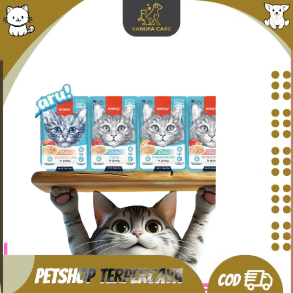 Makanan Kucing WANPY RETORT CAT Stew Retort Pouch 70GR