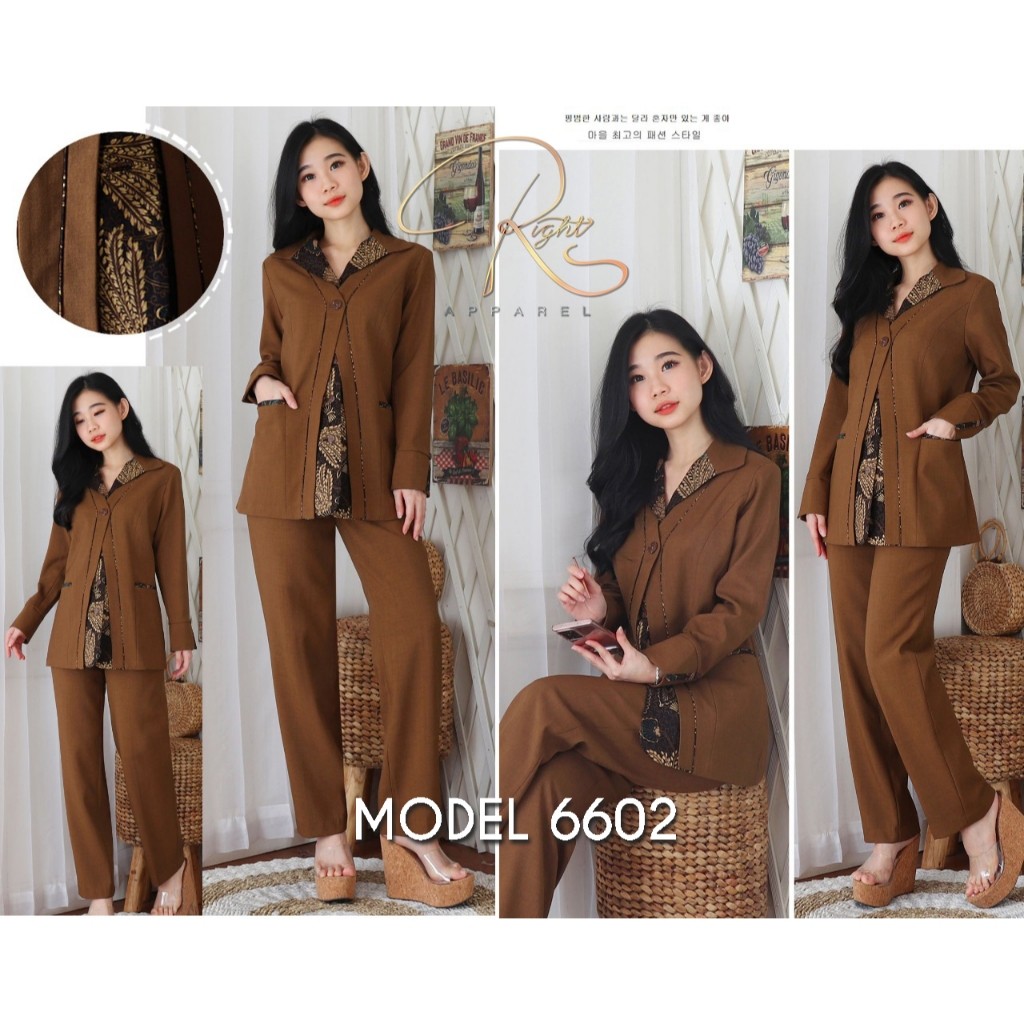Seragam PNS ID - Blazer Seragam Formal Jas Wanita Kerja PNS / PDH / ASN Set Celana Warna Khaki Tua /