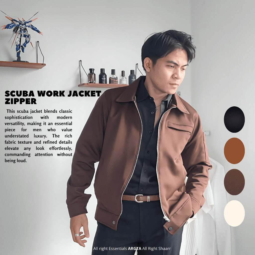 FIDERX  ARGTA Jaket Scuba Work Zipper Pria Premium