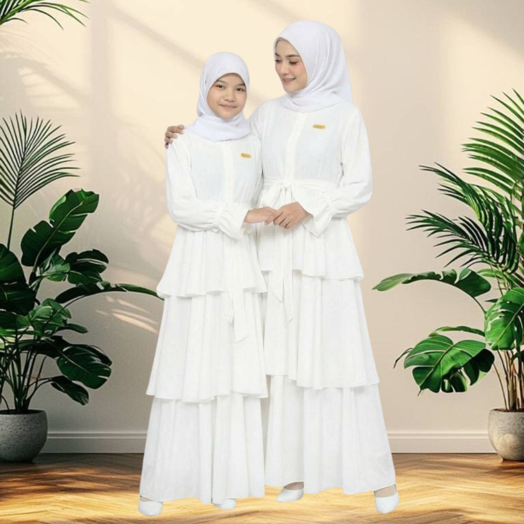 Gamis Couple Ibu dan Anak Ceruty Abaya Dewasa Couple Ibu Anak Long Dress Muslim Tren