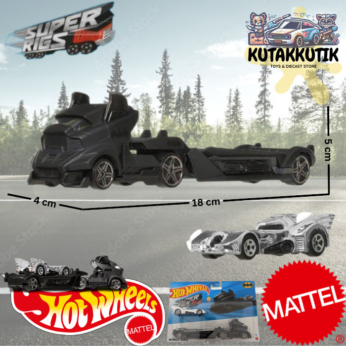 Hotwheels Super Rig Mobil Truk Trailer Angkut Mobil Batman Batmobile Hauler