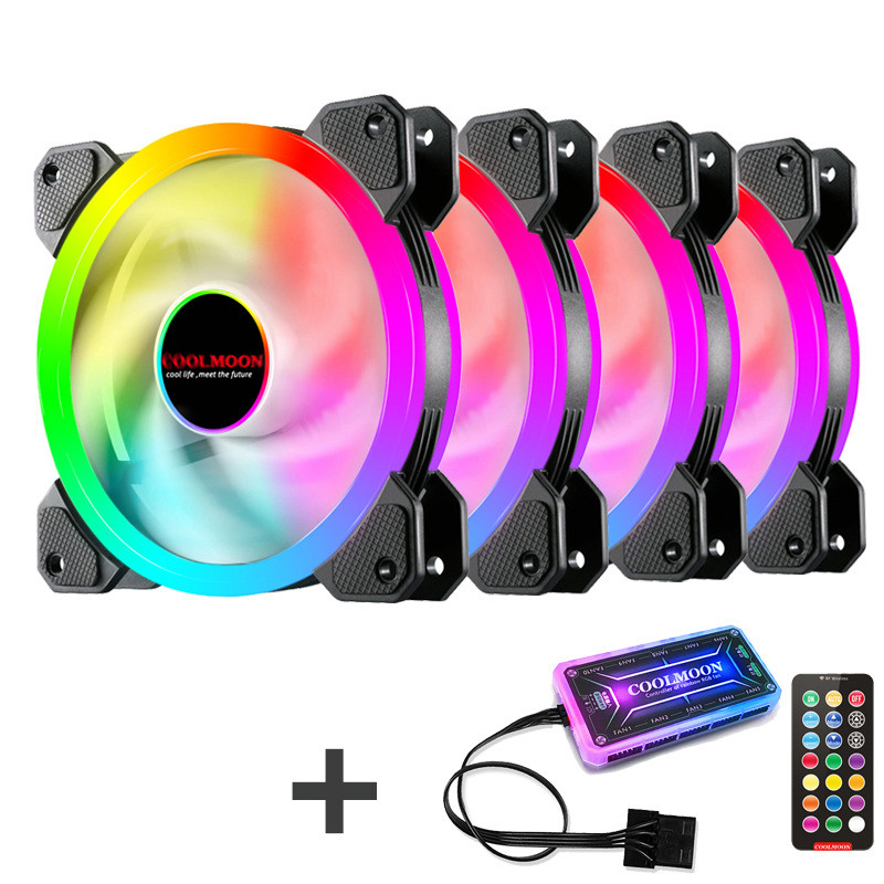 Computer Case PC Cooling Fan RGB Adjust LED 120mm Quiet + IR Remote New Computer Cooler Cooling RGB 