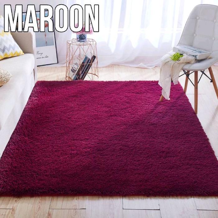 Karpet lantai karpet bulu uk 200x160cm - Merah maroon, KARPET BULU
