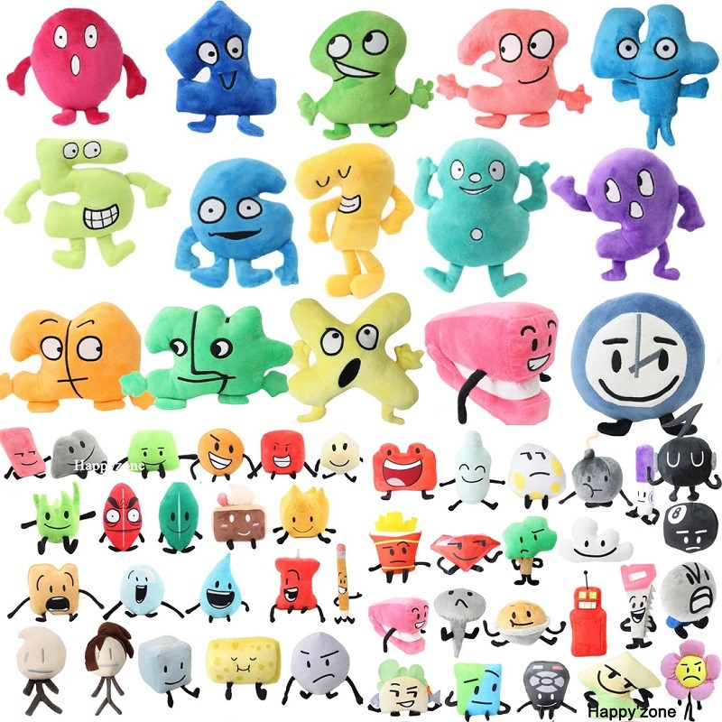 New Arrival BFDI Battle For Dream Island Plush Toy 70 Stuffed Doll Soft Animal X Number Blintz Block