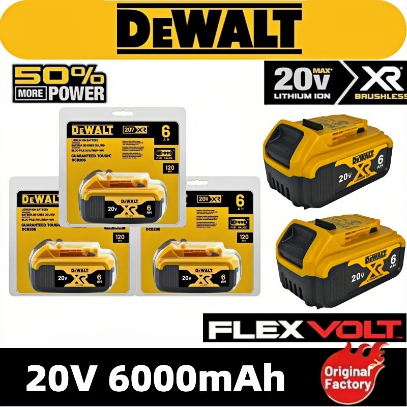 Original DeWalt 6Ah 20V battery replaceable DCD887 DCD805 DCF860 Dcd796 DCG406 DCF880 DCF512 DCD805 