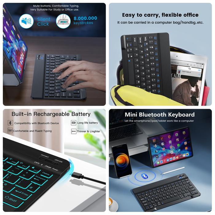 PELINDUNG / COVER for Samsung Tab S6 Lite 2022 2020 RGB Bluetooth Keyboard Backlit Mouse - Keyboard