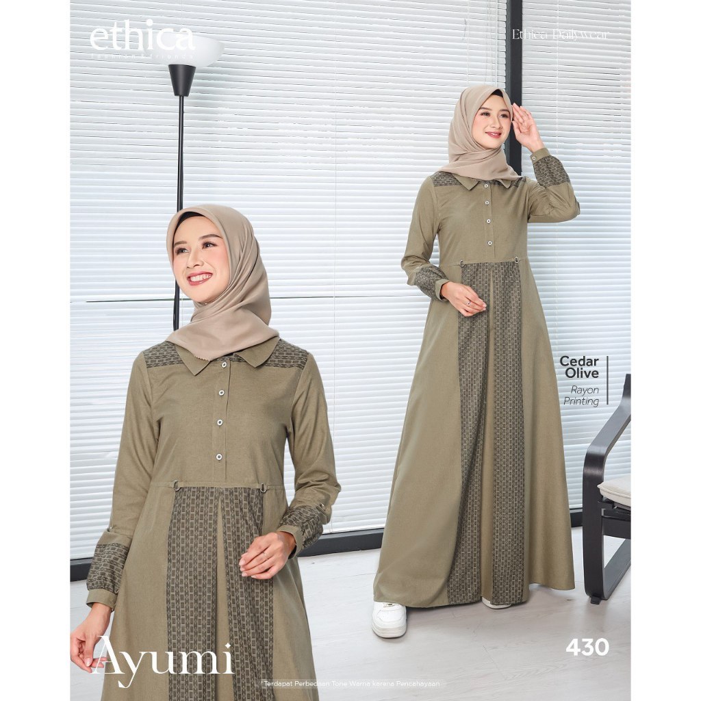 DRESS ONLY ETHICA ORIGINAL AYUMI 430 BLUE AYUMI 430 CEDAR OLIVE GAMIS DEWASA GAMIS ETHICA 2023