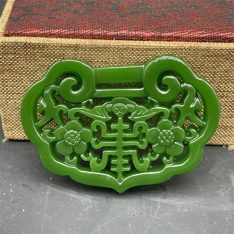 Ruyi Suo, ukiran giok berlubang, koleksi seni antik, ukiran giok klasik bergaya kuno