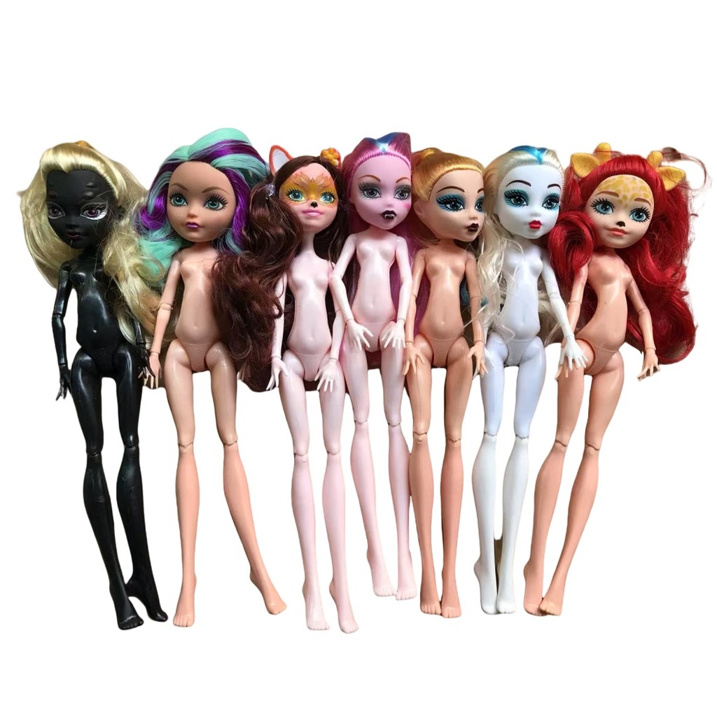 Slim Doll Body Heads Colorful Hair Doll Head Green White Black Brown Pink Beige Color Doll Body Mult