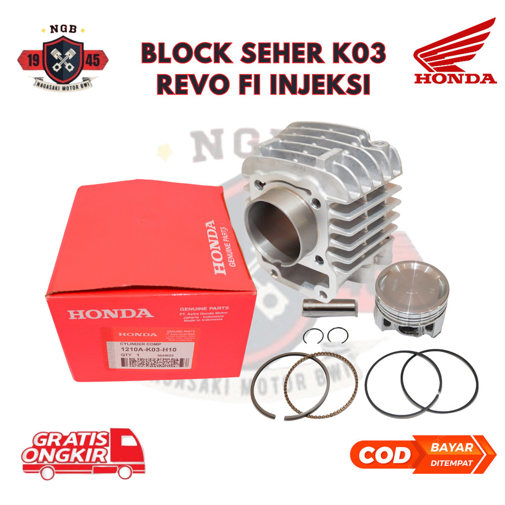 Block Seher Motor Honda Revo FI / Blok Seher Revo FI Injeksi - Cylinder Comp Blok Seher + Piston K03
