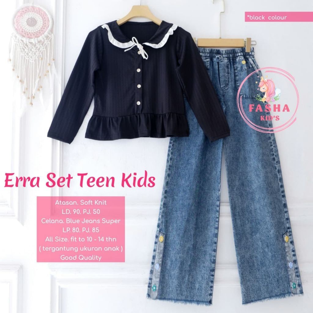 2602    Erra setelan celana kulot jeans muslim anak perempuan by Fasha kids  // NOVIISTUFF