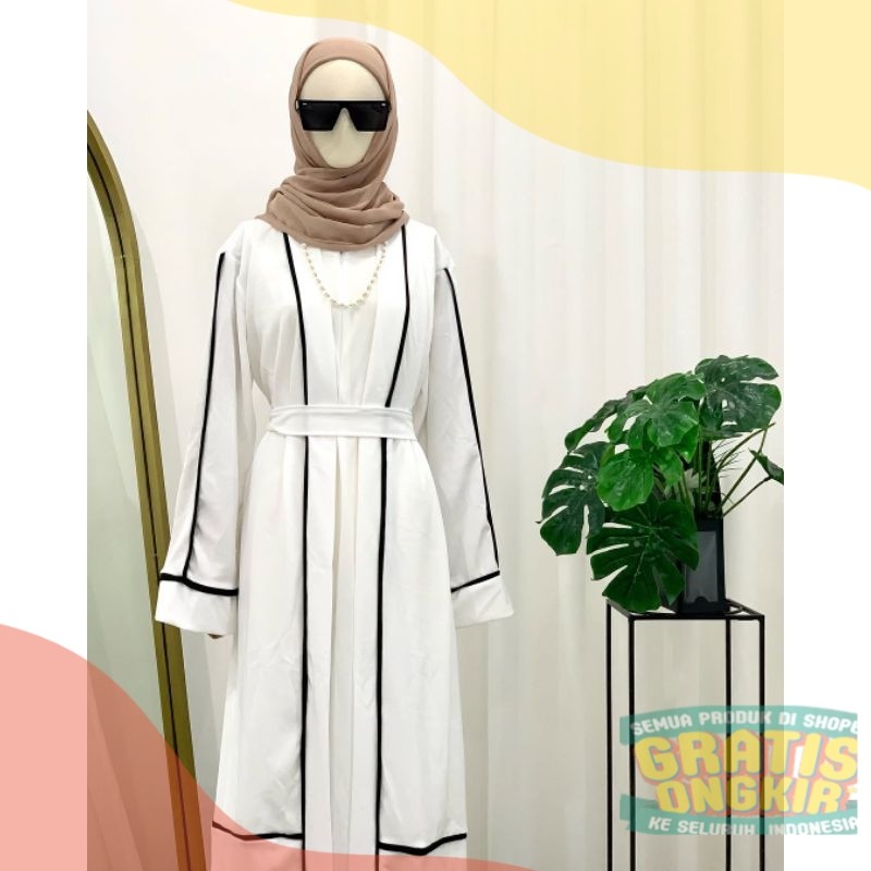 Siena Abaya - Abaya Two Tone Black & White Simple Premium Voxy Jumbo Gamis Umroh Pengajianpakaian wa