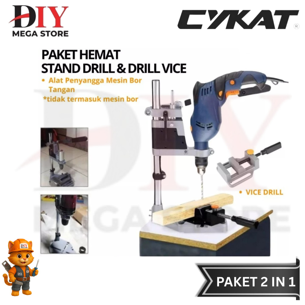 CYKAT Paket Stand Drill Mesin Bor Tangan + Drill Press Vice Meja Alat Jepit - Paket Stand Dudukan Me
