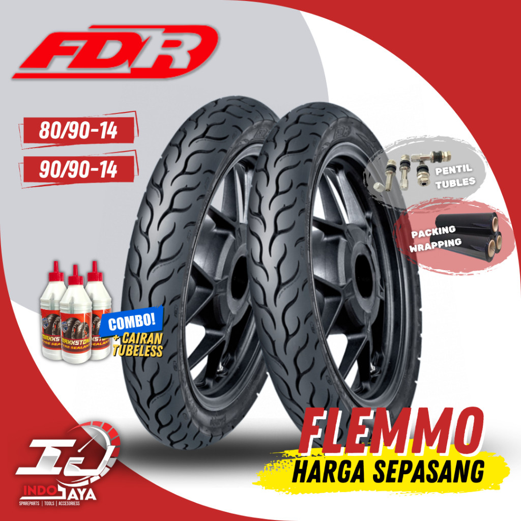 [HARGA SEPASANG] BAN FDR FLEMMO ( 80/90-14 & 90/90-14 ) RING 14 / BAN FDR TUBELESS TUBLES RING 14 ( 