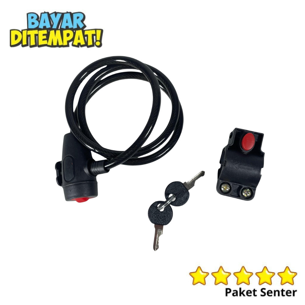Kunci Gembok Sepeda Universal Bahan Baja & Kabel Seling
