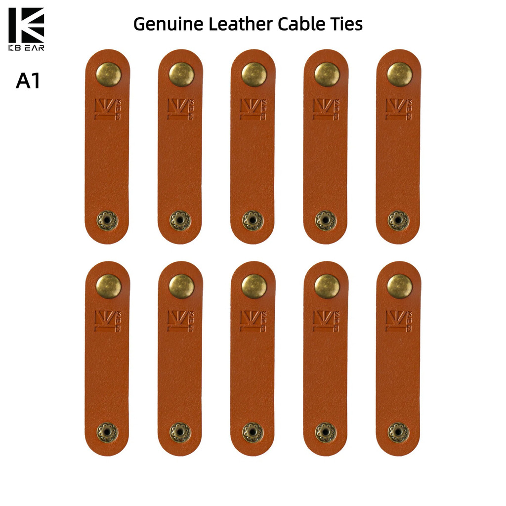 1/2/3/5/10PCS Genuine Leather Cable Ties KBEAR A1 Winder Earphone Cable Wire Organizer Cord Holder F