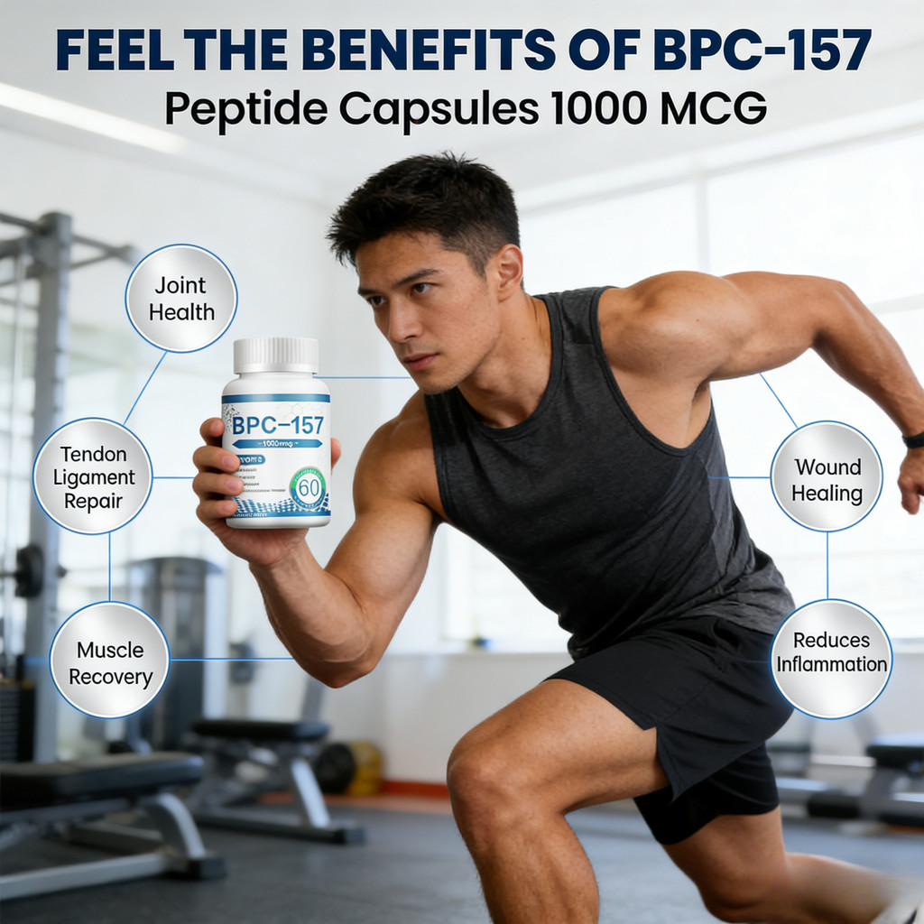 BPC-157 1000mcg 60 Kapsul Suplemen Pemulihan Otot Perbaikan Jaringan Sendi