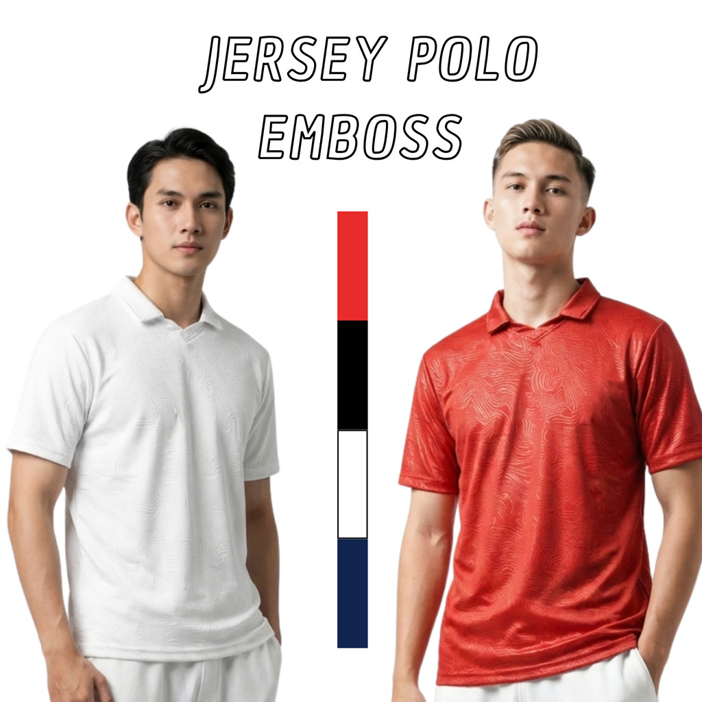 Jersey Kerah Polo Embos Pria Polos Bahan Adem