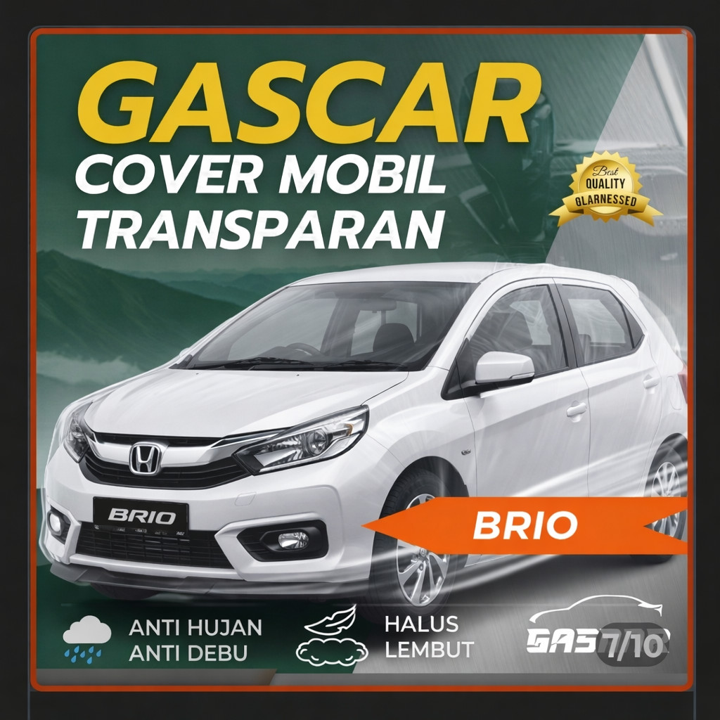 Gascar Cover Mobil Transparan - Cover Mobil - Penutup Body Mobil BRIO Transparan Bahan Tebal