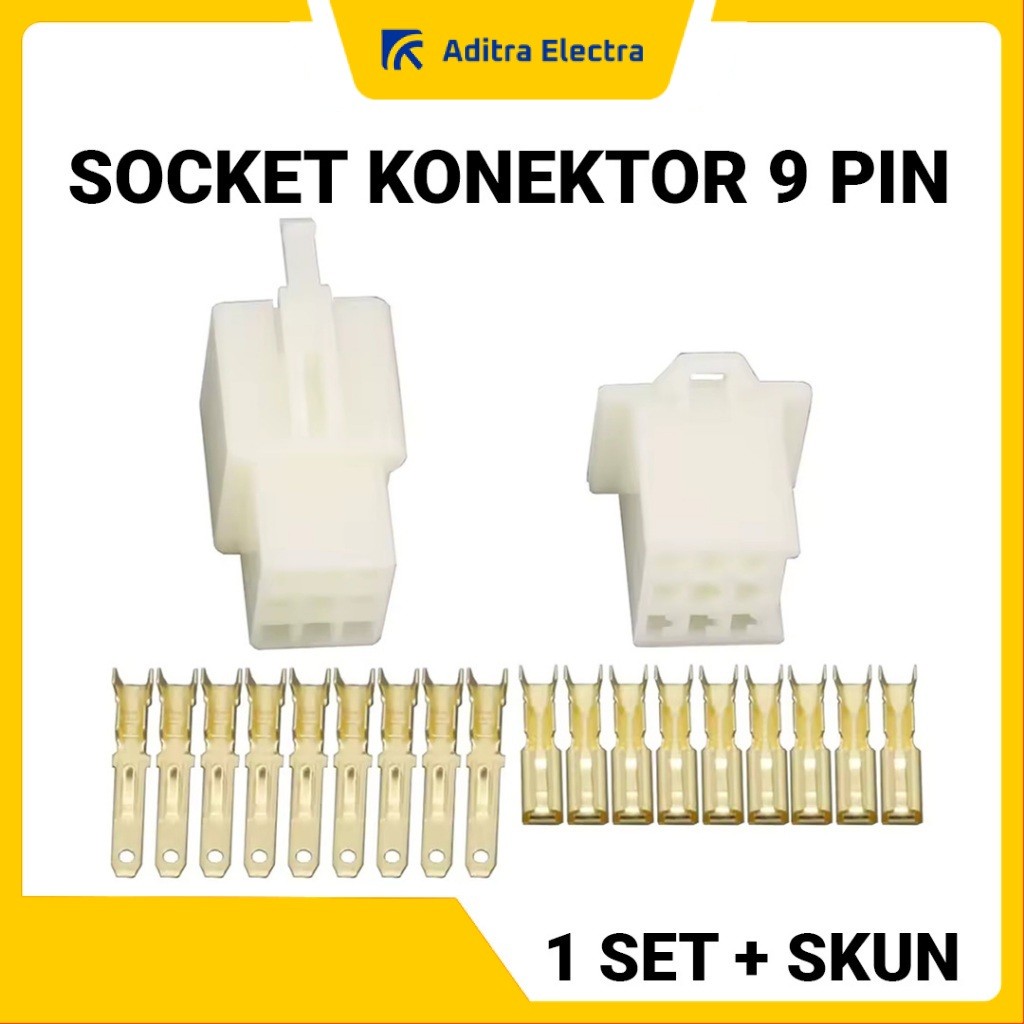 Soket Konektor Kabel 9 Pin Lengkap 1 set + Skun | Soket Motor | Soket Mobil | Konektor Kabel