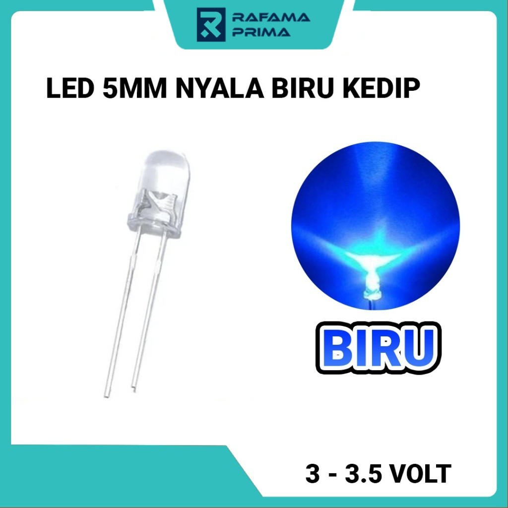 LED 5mm Nyala Kedip Biru - 1 Warna