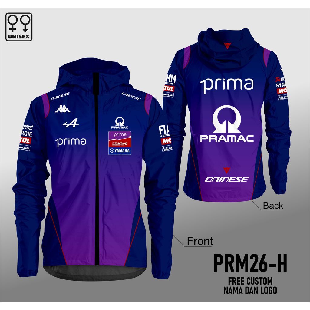 jaket waterproof motogp prima pramac yamaha racing team 2026 PRM26-H crew