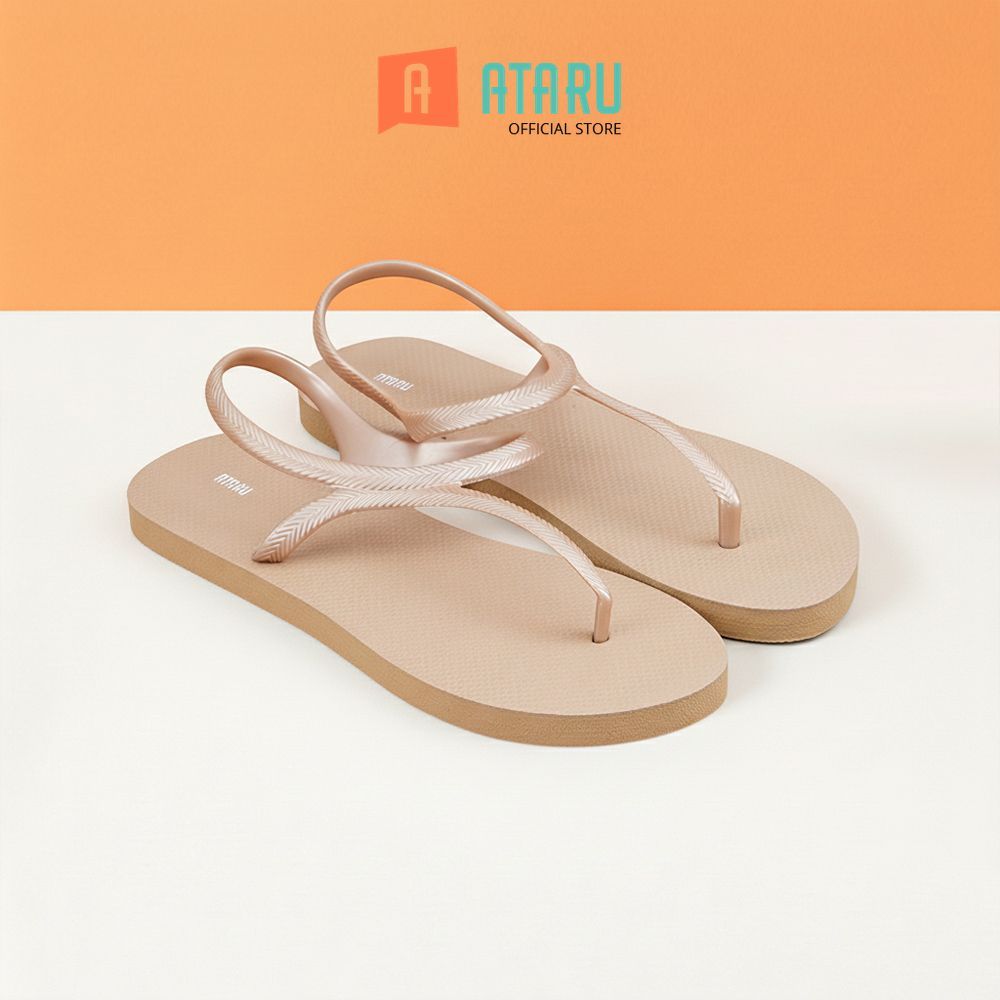Ataru Ukuran 37 Sandal Wanita Strap - Rose Gold Sendal Cewek Sandal Perempuan Alas Kaki Wanita Selop