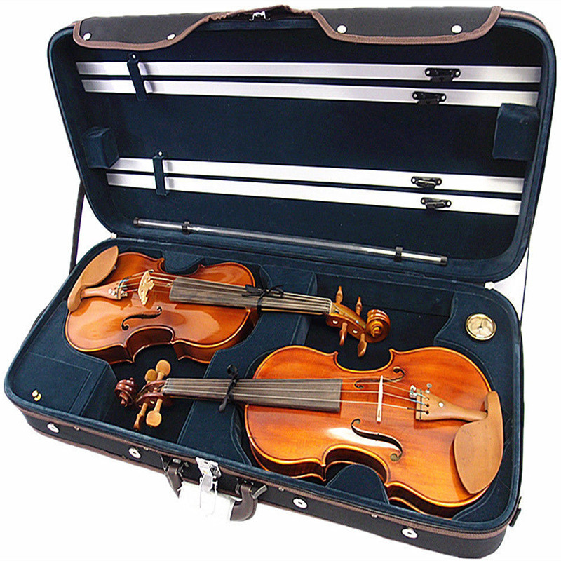 2 Pcs Violin CaseCreative Double Violin Case 44 w Hygrometer High Quality Wooden Violin Case