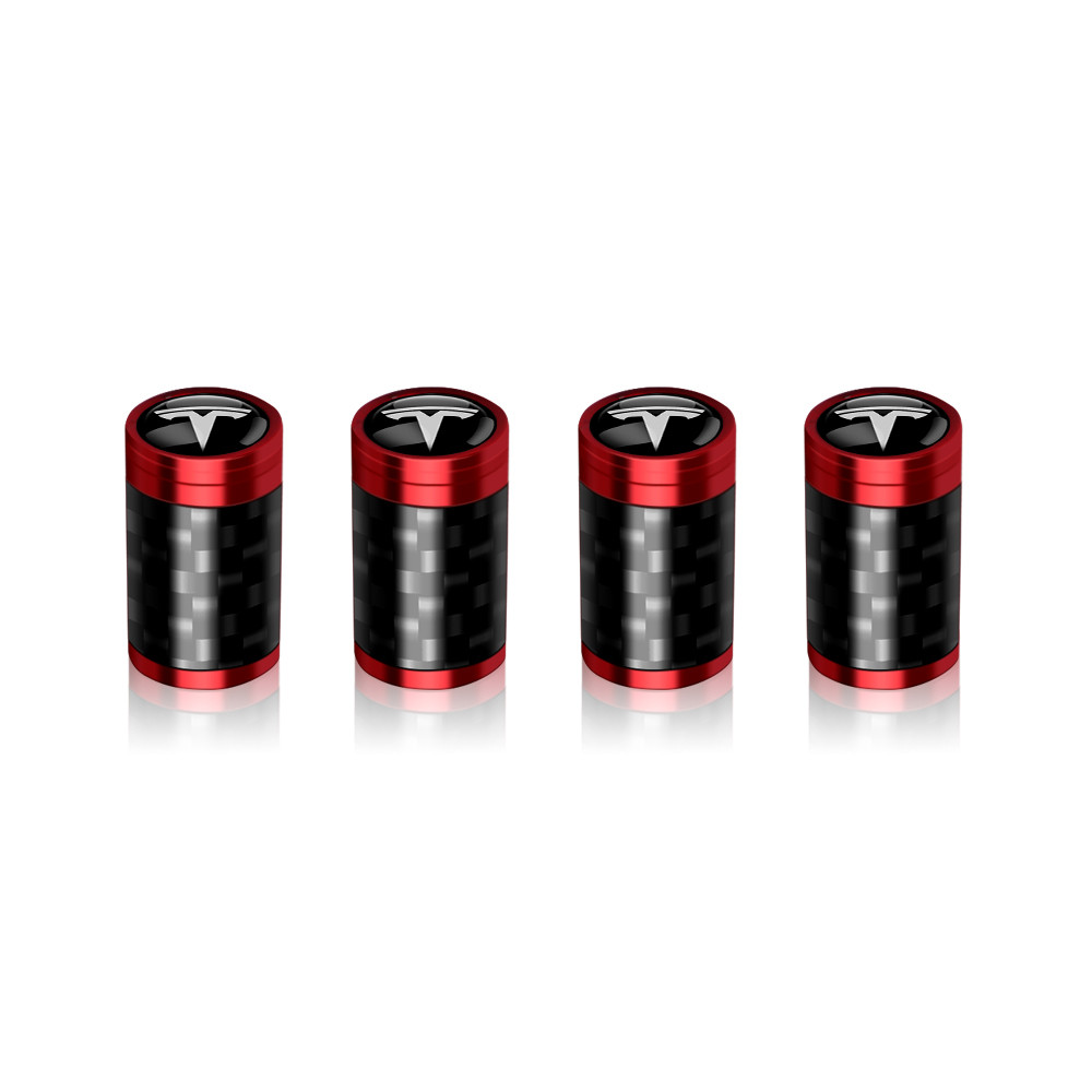 4PCS Carbon Fiber Car Wheel Tire Valve Stem Caps Metal valve Accessories For Tesla Model 3 Model S M