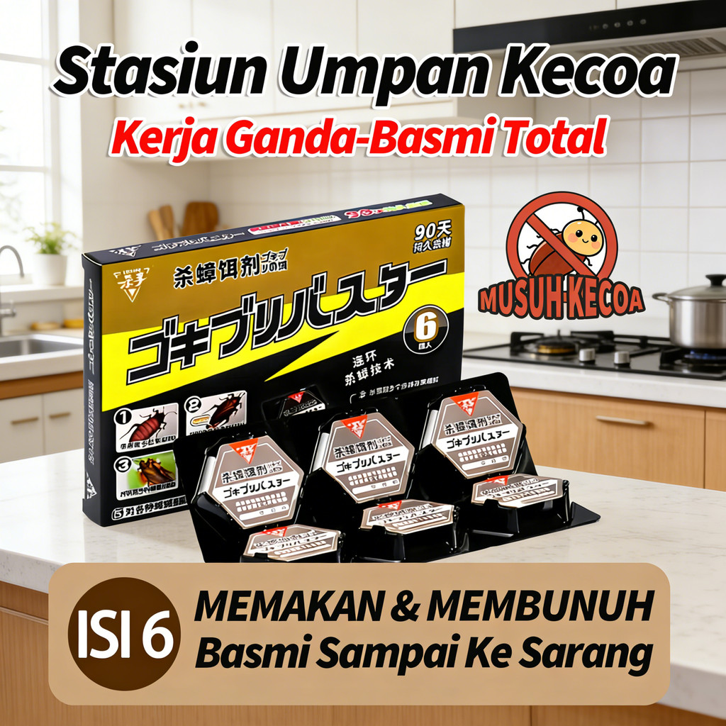 Kotak Anti Kecoa / Obat Pembasmi Kecoa Black Cap Per satu kardus isi 6 pcs Racun Umpan Pembunuh Obat