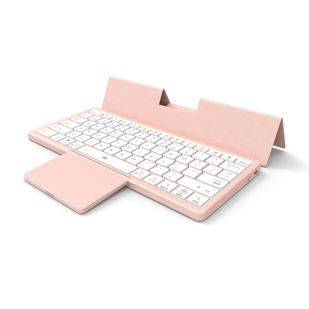Mini Wireless Keyboard Reargeable Bluetooth Keyboard Multi-Device Foldable Keyboard with Trackpad fo