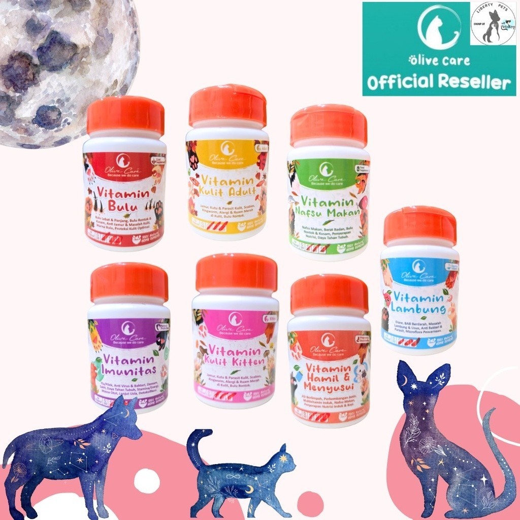 OLIVE CARE Vitamin Kucing Cat All Varian ECER 1 Caps Nafsu Makan Bulu Jamur Hamil Menyusui Imun Penc