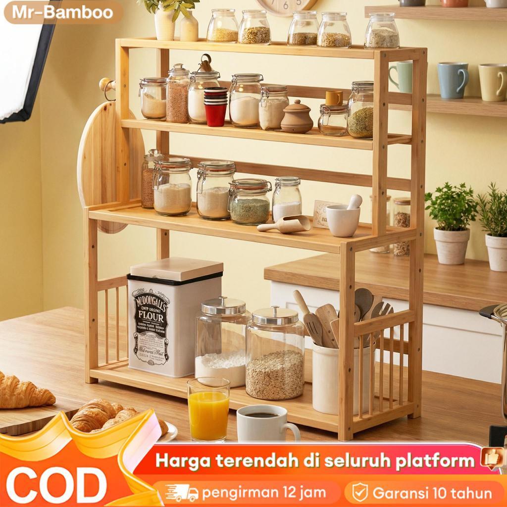 zen.market - Rak Dapur Botol Bumbu Rak Rak Dapur Rak Bumbu Dapur Rak Serbaguna Bumbu Dapur Bambu Ser