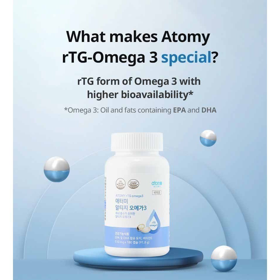 Atomy rTG Omega 3 ORIGINAL Kemurnian & Penyerapan Tinggi, Lambung Aman SCA