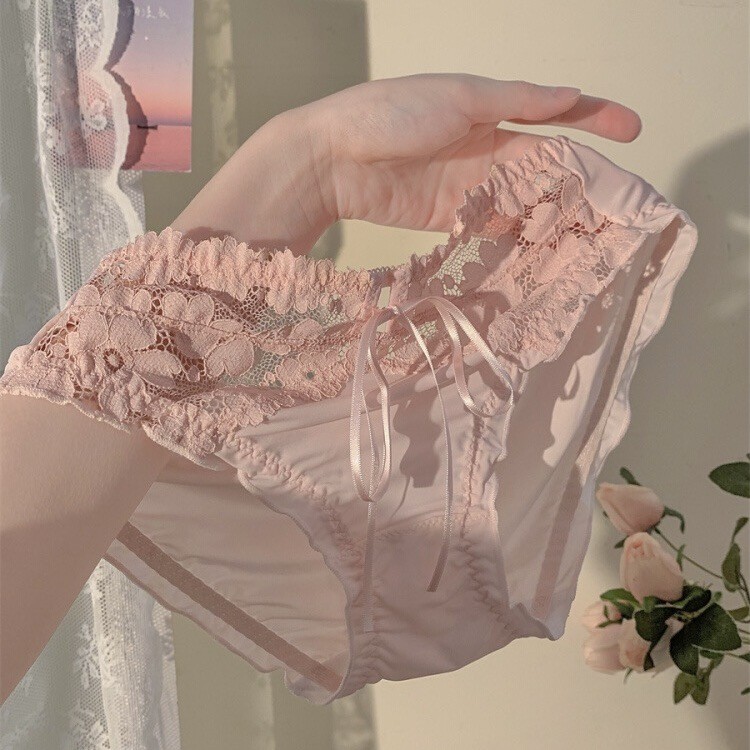 Pure Desire Rose ~ New French Style Sexy Lace Panties Pure Desire Bow Breathable Cotton Crotch Women
