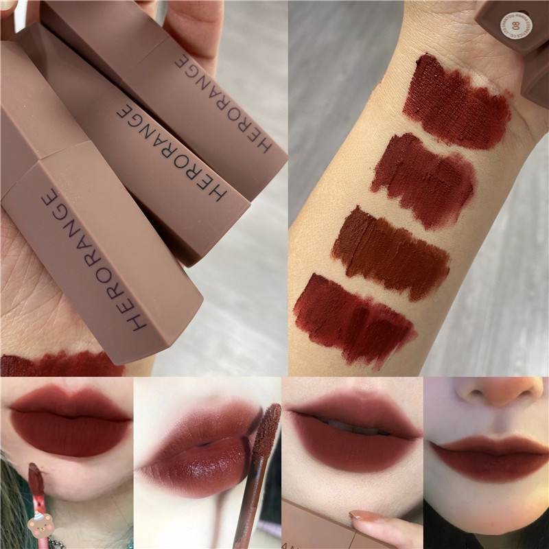 HERORANGE Lip tint merah velvet matte  Tahan lama dan tahan air  Melembapkan