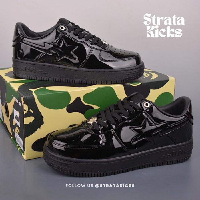 A Bathing Ape BAPE STA Low Patent Leather “Black” 1G30-191-010 (Size 36–46)