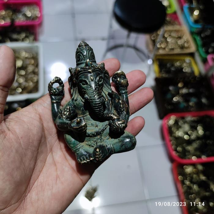 patung ganesha brass kuningan - Green antik