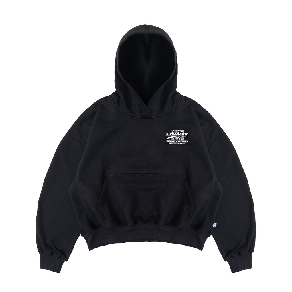 Moxie Hoodie Boxy Fit Certified Unisex Cotton Fleece 330GSM - Black