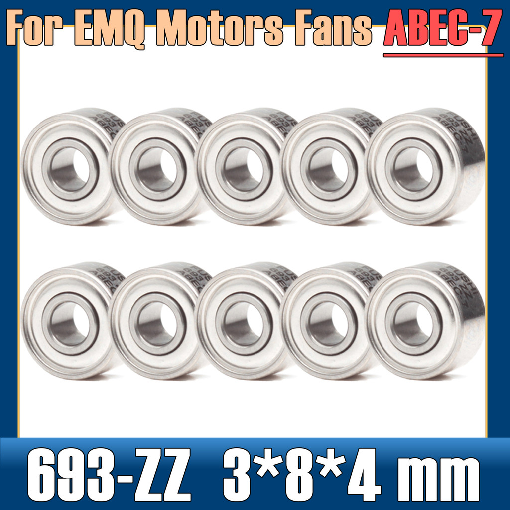 Bearing 693ZZ 3*8*4 mm (10 PCS) ABEC-7 Mesin Miniatur 693 ZZ Ball Bearing 619/3ZZ R-830ZZ EMQ Motor 