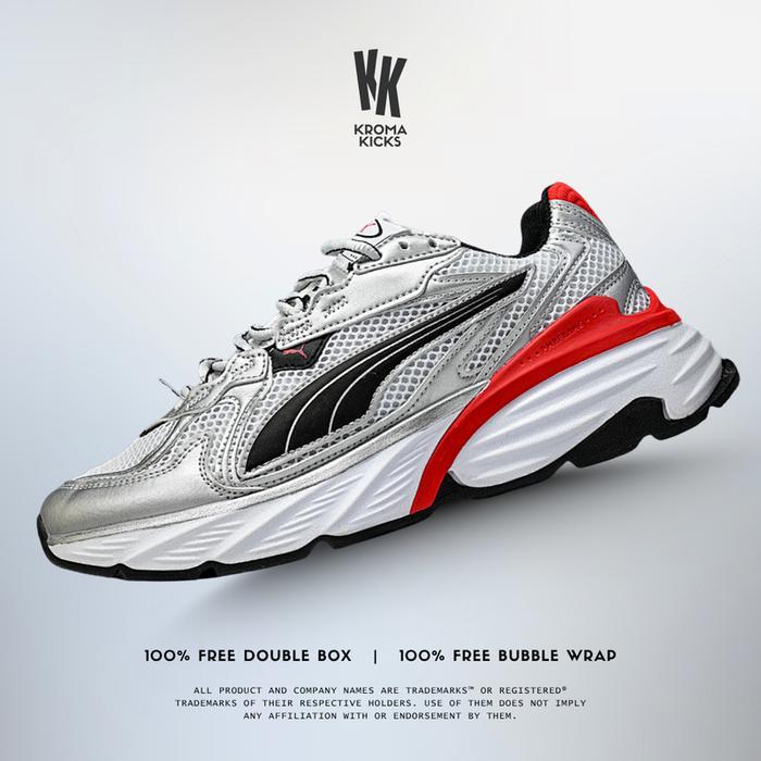 Puma Fade Sneaker Silver Black White Red 406203-12 (Size 36-46)