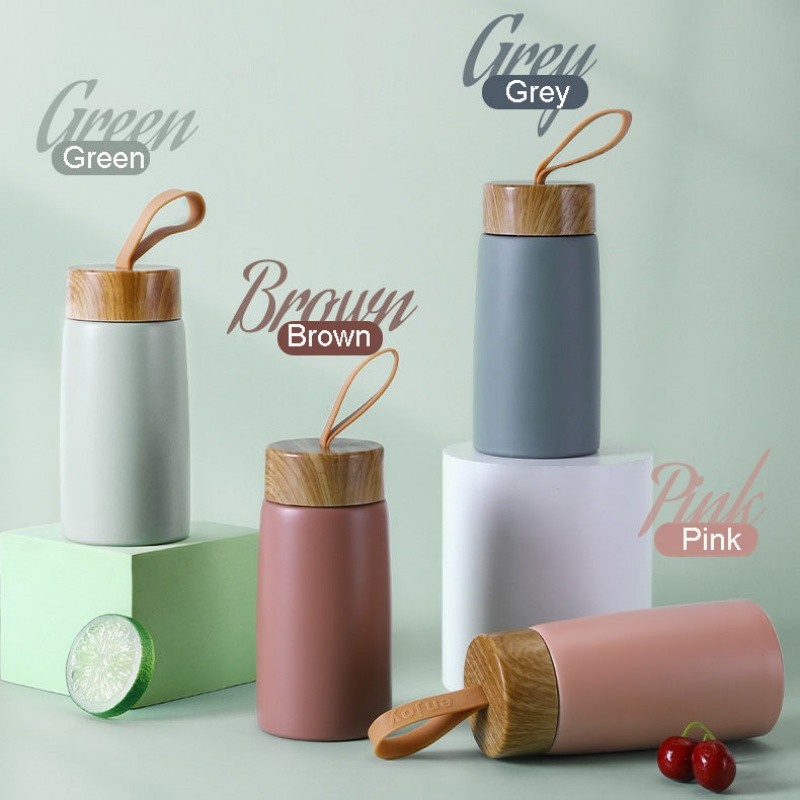 New Style Mini Thermos Cup Creative Wood Grain Cover Portable Vacuum Stainless Steel Water Cup Stude