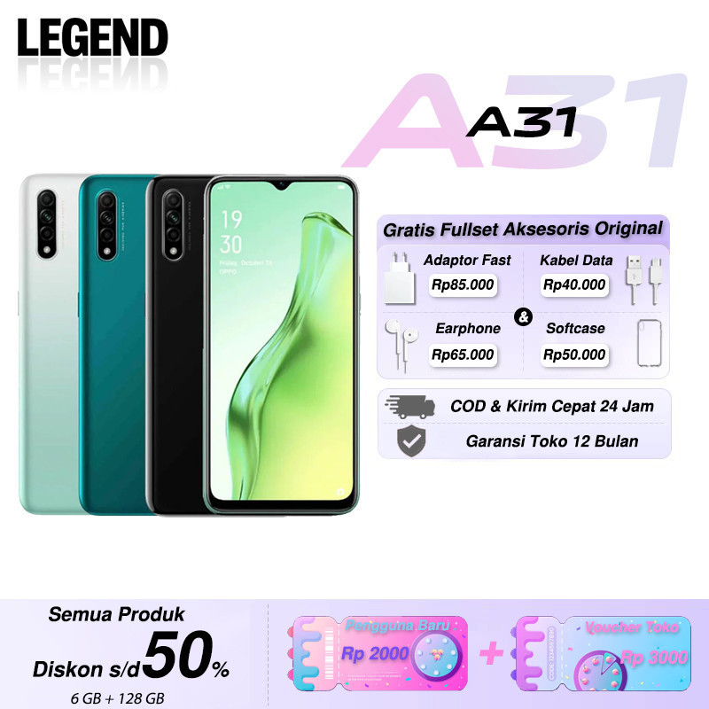 Handphone OP A31 RAM 8/256GB 4G LTE Dual SIM Baterai 4230mAh Baru Fullset Garansi Toko 1 Tahun