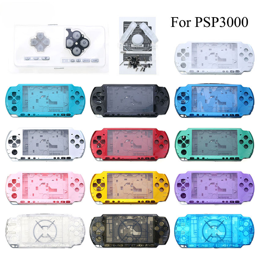 Pengganti Casing Konsol Game Sony PSP3000 Lengkap dengan Kit Tombol untuk Aksesoris Game PSP 3000