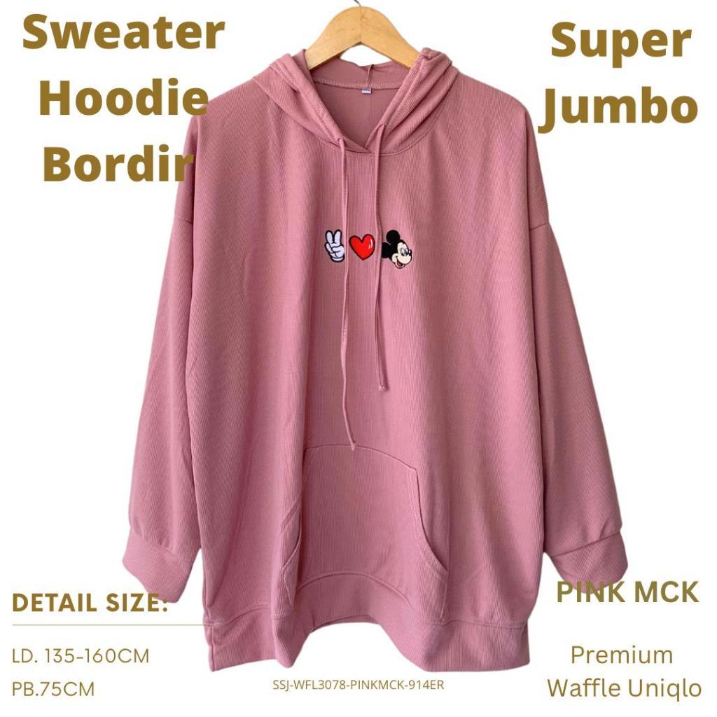 Sweater Cardigan Wanita Oversize Katun Combed 30s Lengan Panjang Karakter Lucu Adem Jumbo ESS