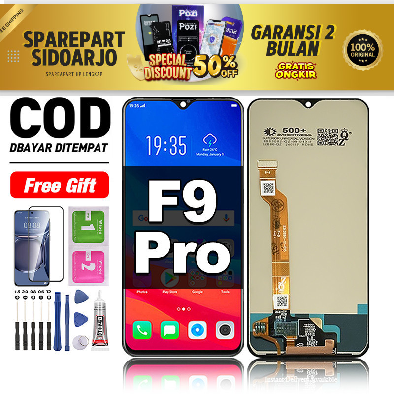 LCD FOR OPPO F9 PRO Fullset hp layar Touchscreen untuk Glass Touch Screen Digitizer COD -original fr