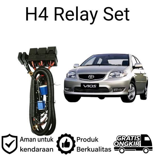 AM Relay Set Lampu Utama LED H4  Mobil Toyota vios gen1